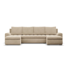 Greensite Tokio U alakú sarokkanapé, 3 ágyneműtartóval, kordbársony, univerzális oldal, bézs bútor