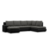 Greensite Tokio U sarokkanapé, 3 ágyneműtartóval, bársony + műbőr, jobboldali, szürke - fekete
