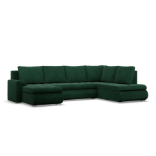Greensite Tokio U sarokkanapé, 3 ágyneműtartóval, kordbársony, jobboldali, zöld bútor