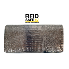Gregorio RFID védett, hüllő mintás, zippes, belső irattartós hosszú szürkésbarna pénztárca GF-102 pénztárca