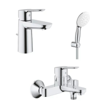 Grohe BauEdge kád- és mosdócsaptelep szett Tempesta tartóval, fényes króm csaptelep