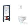 Grohe Rapid SL falra szerelhető WC szett, Bau Ceramic WC soft close ülőkével, Arena Cosmopolitan alpesi fehér nyomólappal SANI11BB3120