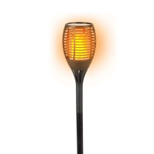 Grundig napelemes, lángokat imitáló LED fáklya, (ØxH): 90×590 mm, fekete kültéri világítás