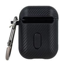 GSMLIVE Airpods 3 TPU tok akasztóval, carbon mintás, fekete, Carbon fülhallgató, fejhallgató tok