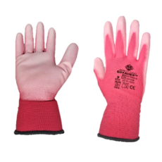 Guarder Poliészter kesztyű, PU tenyérmártott, pink méret: 8
