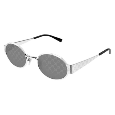 Gucci GG1854S 002 SHINY SILVER WITH LASER GUCCISSIMA TEXTURE ON ENDPIECE SMOKE MIRROR napszemüveg