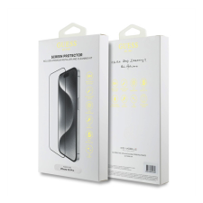 Guess 2.5D iPhone 16 Pro kijelzővédő üvegfólia, fekete mobiltelefon kellék