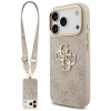 Guess 4G Big 4G Classic Logo Big Strap Metal Buttons Apple iPhone 17 Pro Max hátlap tok univerzális pánttal, rózsaszín-arany