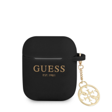 Guess 4G Charms Apple AirPods 1/2 szilikon tok fekete (GUA2LSC4EK) fülhallgató, fejhallgató tok