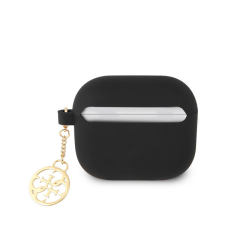 Guess 4G Charms Silicone Apple Airpods (3. gen) tok, fekete fülhallgató, fejhallgató tok