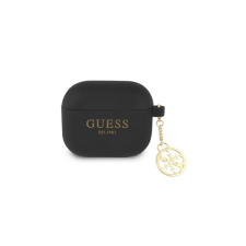 Guess 4G Charms Silicone Apple Airpods tok, fekete fülhallgató, fejhallgató tok