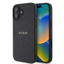 Guess 4G Grained MagSafe hátlaptok Classic logó iPhone 16 Plus fekete tok és táska