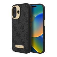 Guess 4G Logo Plate iPhone 16 Plus MagSafe kemény hátlap tok, fekete GUHMP16MU4GPRK tok és táska