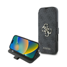 Guess 4G Metal Logo iPhone 16 Pro flip/oldalra nyíló tok, fekete GUBKP16L4GMGGR tok és táska