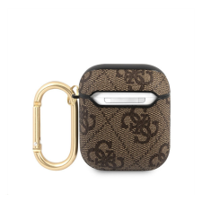 Guess 4G Script PC/PU Apple AirPods 1/2 tok, barna fülhallgató, fejhallgató tok