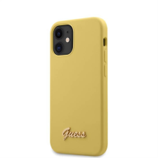 Guess Apple iPhone 12 Mini GUESS GUHCP12SLSLMGYE Liquid Silicon Hátlap - Sárga tok és táska