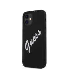 Guess Apple iPhone 12 Mini GUESS GUHCP12SLSVSBW Liquid Silicon Hátlap - Fekete tok és táska