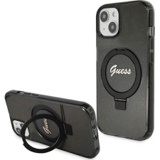 Guess Apple iPhone 15 IML Ring Stand Glitter Magsafe Hátlapvédő Tok Fekete (GUE003357) tok és táska