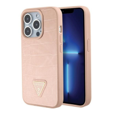 Guess Croco Triangle Metal Logo Apple iPhone 15 Pro hátlap tok, rózsaszín tok és táska
