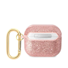 Guess csillámpelyhek fém logó Pouzdro pro AirPods 3 rózsaszínű fülhallgató, fejhallgató tok