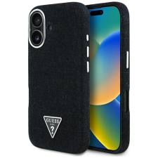 Guess Denim Triangle Logo iPhone 16 MagSafe hátlap tok, fekete tok és táska