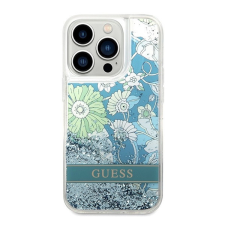 Guess Flower Liquid Glitter Apple iPhone 14 Pro hátlap tok, zöld tok és táska