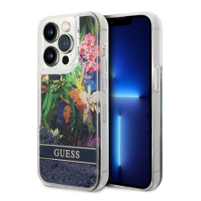 Guess Flower Liquid Glitter Apple iPhone 14 Pro Max hátlap tok, kék tok és táska