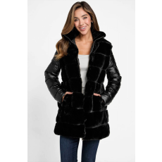 Guess Geaca dama Guess din blana sintetica Factory Olivette  L INTL Negru