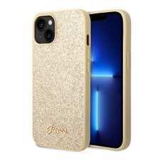 Guess Glitter Flakes Metal Logo Apple iPhone 14 hátlap tok, arany tok és táska