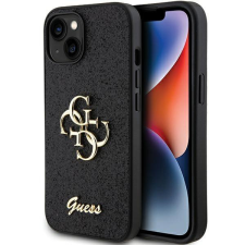 Guess Glitter Script Big 4G tok iPhone 15 készülékhez - fekete tok és táska