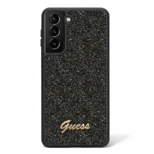 Guess Glitter Script Samsung Galaxy S23 Ultra szilikon tok, fekete tok és táska