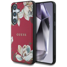 Guess Grained Printed Flower Pattern Samsung Galaxy S25 MagSafe kemény hátlap tok, fukszia tok és táska