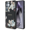 Guess Grained Printed Flower Pattern Samsung Galaxy S25 Ultra MagSafe kemény hátlap tok, fekete