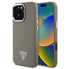 Guess Grained Triangle Apple iPhone 16 Pro MagSafe tok, barna tok és táska