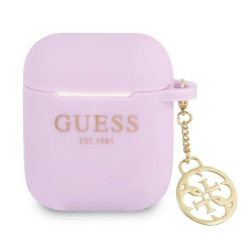 Guess GUA2LSC4EU AirPods 1/2 borító lila/lila szilikon báj 4G kollekció fülhallgató, fejhallgató tok