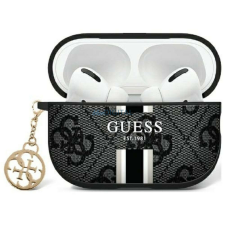 Guess GUA2P4RPSK 4G Printed Stripes Charm tok AirPods 1/2 - fekete fülhallgató, fejhallgató tok