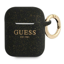 Guess GUA2SGGEK AirPods borító fekete/fekete szilikon csillogó fülhallgató, fejhallgató tok