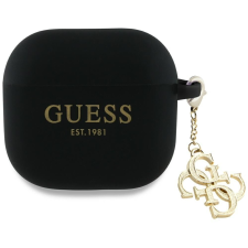 Guess GUA4LECG4K Silicone 4G Charm tok AirPods 4 - fekete fülhallgató, fejhallgató tok