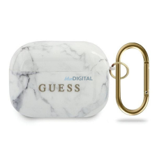 Guess GUACAPTPUMAWH Marble Collection tok AirPods Pro - fehér fülhallgató, fejhallgató tok