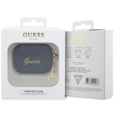Guess GUAP2LSCHSK Silicone Charm Heart Collection tok AirPods Pro 2 - fekete fülhallgató, fejhallgató tok