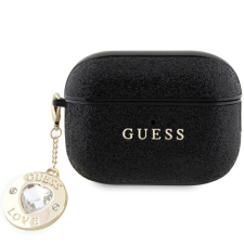 Guess GUAP2PGEHCDK AirPods Pro 2 tok fekete Fix Glitter Heart Diamond Charm fülhallgató, fejhallgató tok