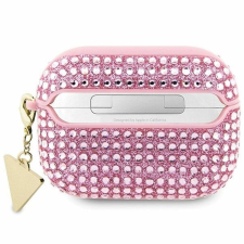 Guess GUAPHDGTPP Rhinestone Triangle Charm tok AirPods Pro - rózsaszín fülhallgató, fejhallgató tok