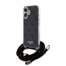 Guess Guess IML 4G nyomtatott vállpántos tok iPhone 16 készülékhez fekete tok és táska