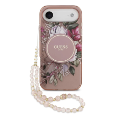 Guess Guess IML Flowers Strap MagSafe tok iPhone 17 Air készülékhez rózsaszín tok és táska