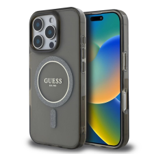 Guess Guess IML Glitter Ring MagSafe tok iPhone 16 Pro készülékhez fekete tok és táska
