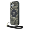 Guess Guess IML Leopard Triangle Logo Strap MagSafe tok iPhone 16 készülékhez barna