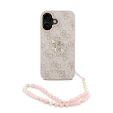 Guess Guess PU 4G fém logós pántos tok iPhone 16 készülékhez – rózsaszín tok és táska