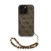 Guess Guess PU bőr 4G színes gyűrűs pántos MagSafe tok iPhone 16 Pro készülékhez barna