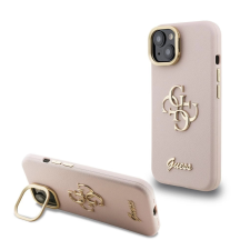 Guess Guess PU-gránult 4G Logo állványos kamerakeretes tok iPhone 14 készülékhez rózsaszín tok és táska