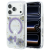 Guess Guess Resin Flowers Glitter Apple iPhone 18 Pro Max / 17 Pro Max tok, MagSafe, csillámos, virág minta, lila